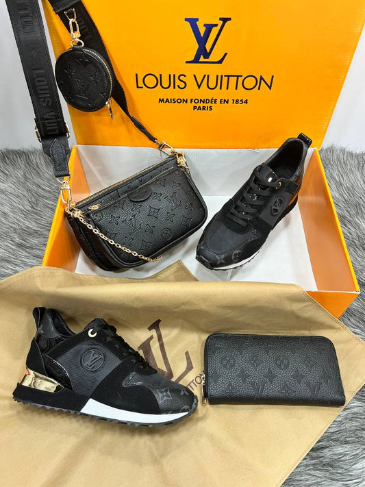 L - Ensemble sac, chaussures et portefeuille