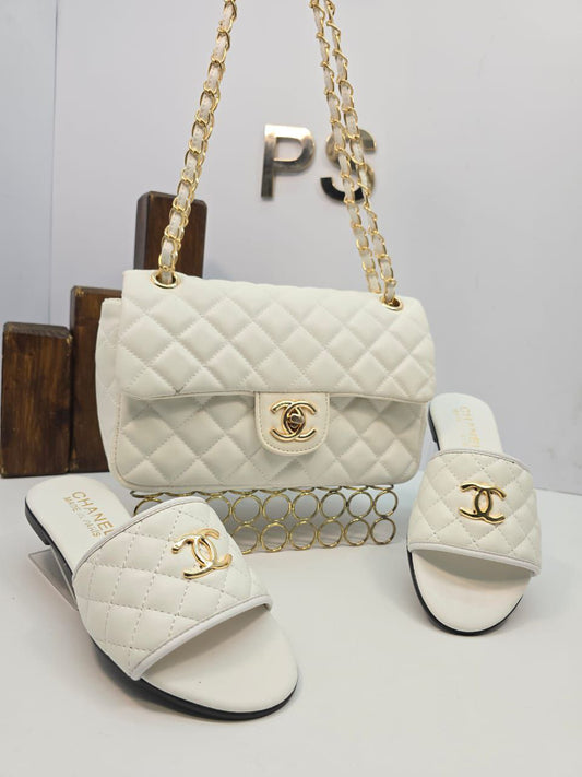 Sac et pantoufle CH (blanc)
